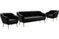Fotele z sofą nowoczesne tapicerowane 3+1+1 GLORI czarny Riviera 100.
