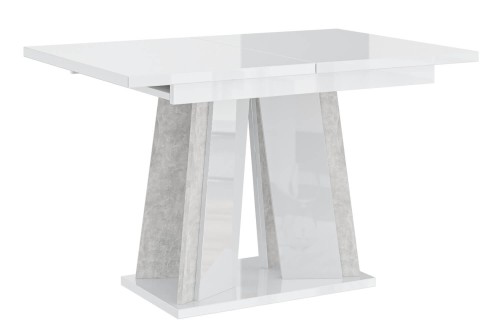 Stół DORA I złożony 120-160 cm bały połysk-beton.
