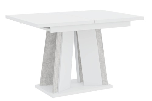 Stół DORA I złożony do salonu biały mat-beton.
