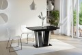 Nowoczesny stół jadalniany DORA II złożony 120-160 cm czarny połysk-beton w aranżacji.