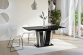 Stół nowoczesny DORA II rozłożony 120-160 cm czarny połysk-beton w aranżacji.