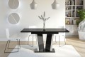 Stół nowoczesny prostokątny DORA II rozłożony 120-160 cm czarny połysk-beton w aranżacji.