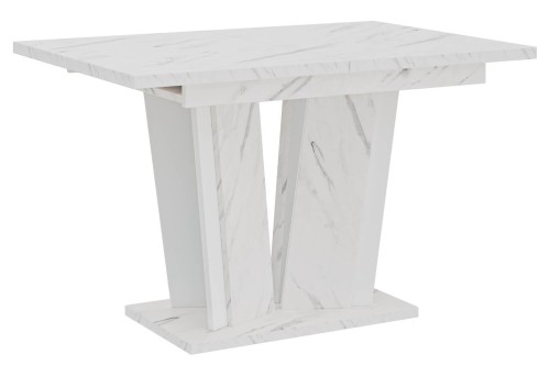 Stół DORA II rozłożony biały marmur-biały.