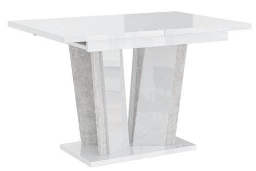 Stół nowoczesny DORA II złożony 120-160 cm biały połysk-beton.
