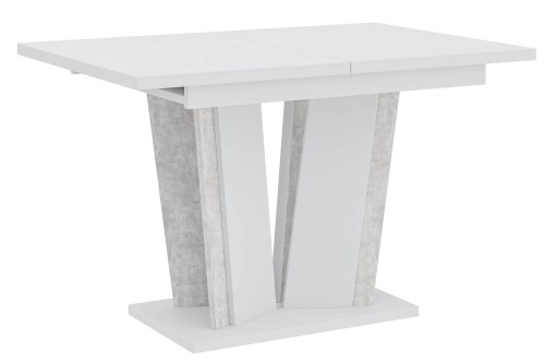 Stół DORA II złożony 120-160 cm biały mat-beton.