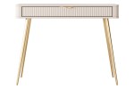 Konsola / toaletka ze złotymi nogami  frezowane fronty ADELANTE 100 cm beżowa
