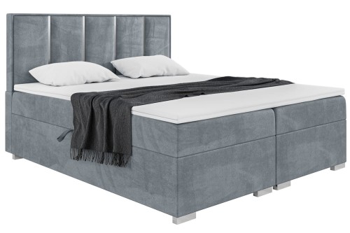 Łóżko boxspring ANTONIO szare, srebrna rama -Matt Velvet 93.jpg