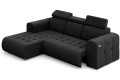 Narożnik ciemny Madeline do salonu -rozłożony (sereno czarny 696).