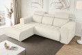 Narożnik w aranżacji nowoczesny kremowy Madeline do salonu-złożony -widok z boku(sereno kremowy 681).