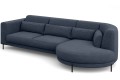 Narożnik niebieski Bobby do salonu-widok z boku(sereno niebieski 691).