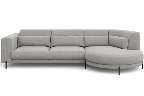 Narożnik w odcieniu szarości Bobby do salonu-widok z frontu(sereno jasnoszary 693).