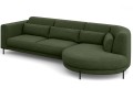 Narożnik zielony Bobby do salonu-widok z boku(sereno zielony 690).