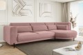 Narożnik w różowej tkaninie Bobby do salonu-widok z boku-strona prawa(sereno różowy 687).