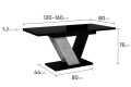 Wymiary stołu 120-160 cm do jadalni DUBI czarny połysk beton.