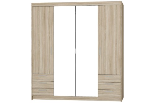 Szafa LENA 4D 6S LUSTRO - dąb sonoma.