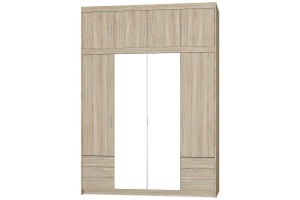 Szafa lustrzana z szufladami i nadstawką dąb sonoma LENA 4D6S