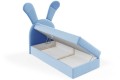 Łóżko nowoczesne dla dziecka Królik w niebieskiej tkaninie Magic Velvet 2260.