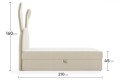 Wymiary łóżka Królik beżowego w tkaninie Magic Velvet 2250.