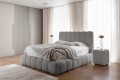 Łóżko nowoczesne tapicerowane do sypialni z materacem Kandi popiel Catch me 24.