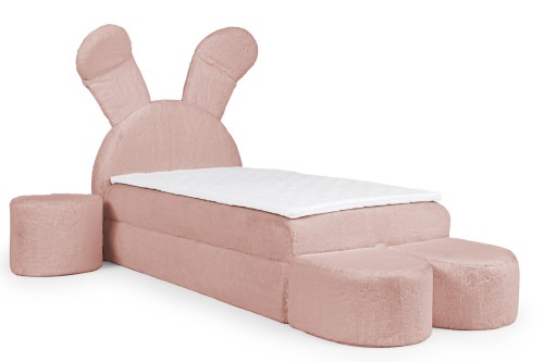Łóżko dziecięce KRÓLIK PREMIUM różowe -w tkaninie bunny 09.