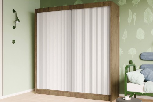 Szafa Ryfli 200 kraft-biała-bok w aranzacji.