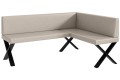 Ławka Eric 128x168x87 cm beżowa ekoskóra, nogi X,przeszycia diament.