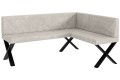Ławka Eric 128x168x87 cm beżowy welur, nogi X,przeszycia diament.