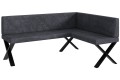 Ławka Eric 128x168x87 cm ciemnoszary welur, nogi X,przeszycia diament.