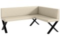 Ławka Eric 128x168x87 cm kremowa ekoskóra, nogi X,przeszycia diament.