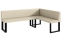 Ławka Eric 142x196x87 cm kremowa ekoskóra, nogi U,przeszycia diament.