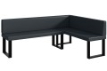 Ławka Eric 142x196x87 cm ciemnoszara ekoskóra, nogi U,przeszycia diament.