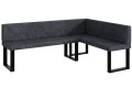 Ławka Eric 142x196x87 cm ciemnoszary welur, nogi U,przeszycia diament.