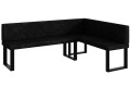 Ławka Eric 142x196x87 cm czarny welur, nogi U,przeszycia diament.