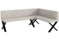Ławka Eric 142x196x87 cm beżowy welur, nogi X,przeszycia diament-strona prawa.