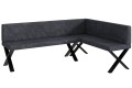 Ławka Eric 142x196x87 cm ciemnoszary welur, nogi X,przeszycia diament-strona prawa.