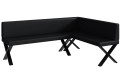 Ławka Eric 142x196x87 cm czarna ekoskóra, nogi X,przeszycia diament-strona prawa.