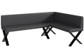 Ławka Eric 142x196x87 cm szara ekoskóra, nogi X,przeszycia diament-strona prawa.