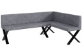 Ławka Eric 142x196x87 cm szary welur, nogi X,przeszycia diament-strona prawa.