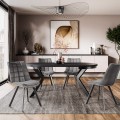 Aranżacja stołu rozłożonego KONO czarny-czarny krzesłami ciemnoszarymi MODI.