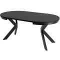 Stół KONO z blatem czarnym blatem, czarną podstawą-rozłożony.