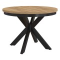 Stół KONO z blatem dąb kraft złoty, czarną podstawą-złożony.
