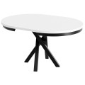 Stół rozłożony KRIS biały blat czarna podstawa.