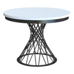 Stół biały okrągły z wkładką LOKA 100-138 cm