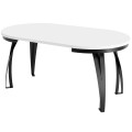 Stół rozłożony LINGO biały blat czarne nogi.