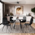 Aranżacja stółu złożonego LINGO biaŁy blat czarne nogi z krzesłami czarnymi VELVO.