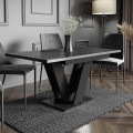 Aranżacja stołu złożonego VISA czarny marmur-czarny do jadalni-widok z boku.