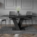Aranżacja stołu rozłożonego VISA czarny marmur-czarny do jadalni-widok z frontu.