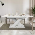 Stół BONX biały marmur biały złożony.