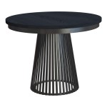 Stół  czarny okrągły z lamelami LAMELIO 100-176 cm