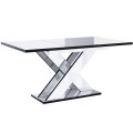 Stół nowoczesny KAO biały połysk z czarnymi obrzeżami-rozłożony.